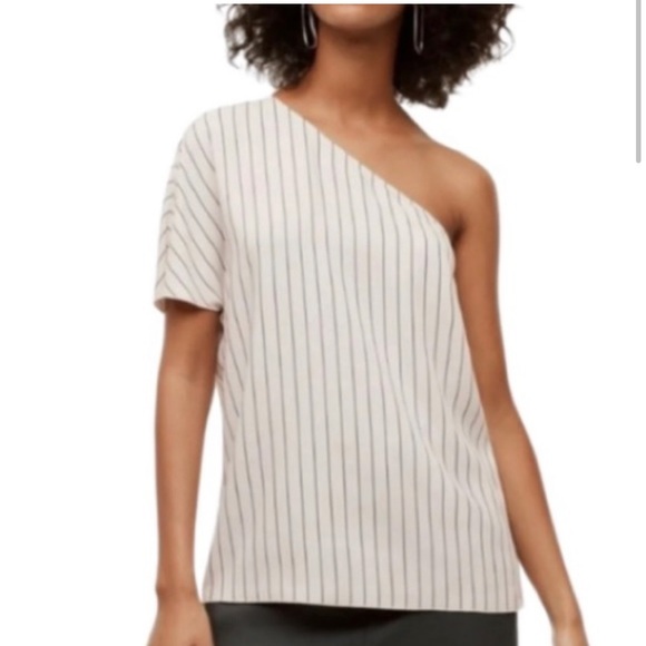 Aritzia Babaton striped top. One shoulder, oversized. Size small. - Picture 2 of 9